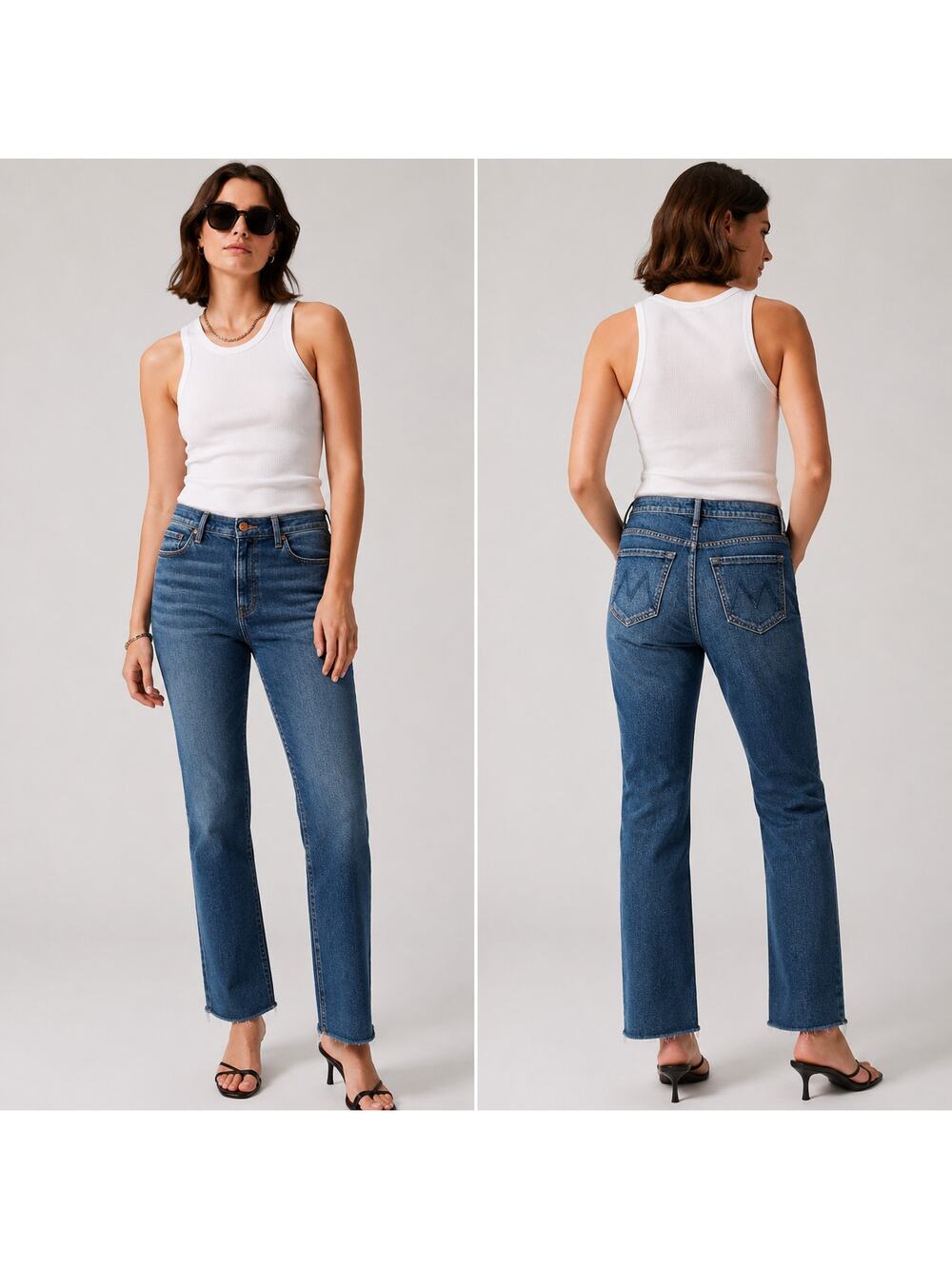 MOTHER SZ 25 The Stunner Fray Denim Jeans Wash Roasting Nuts $228